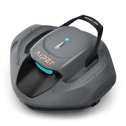 AIPER Poolroboter, Kabelloser Poolsauger mit Akku, Doppelantrieb, Selbstparken, Für Flache Pools bis 80 m², Laufzeit bis 90 Min (Generalüberholt) von AIPER