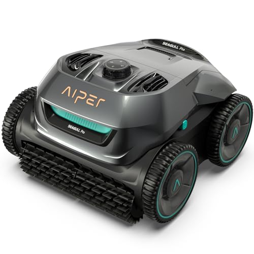 AIPER Poolroboter Akku, Quad-Motorensystem, WavePath Navigation,Wasserlinie, 3 Reinigungsmodi, 150 Min Laufzeit, Kabelloser Poolsauger Ideal für unterirdische Pools bis 150 m² (Generalüberholt) von AIPER