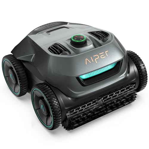 AIPER Poolroboter Boden und Wand, Quad-Motorensystem, WavePath Navigationstechnologie, 3 Reinigungsmodi, Wandklettern Poolroboter Ideal für Pool bis zu 150㎡(Generalüberholt) von AIPER