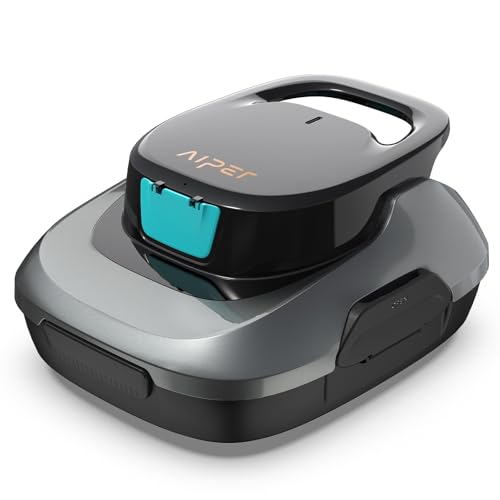 AIPER Poolroboter, Kabelloser Poolsauger Akku, 90 Minuten Reinigungszeit, Automatische Reinigung mit Selbsteinparkfunktion, Kompakter und Leichter Poolreiniger Ideal für Pools mit Flachem Boden von AIPER