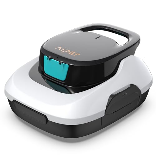 AIPER Poolroboter, Kabelloser Poolsauger Akku, 90 Minuten Reinigungszeit, Automatische Reinigung mit Selbsteinparkfunktion, Kompakter und Leichter Poolreiniger Ideal für Oberirdische Pools von AIPER