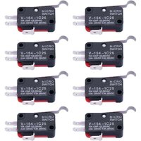 10 Stück Mikroschalter Langes Scharnier Biegehebelarm spdt Snap Action Endschalter für Arduino V-154-1C25 von AIPERQ