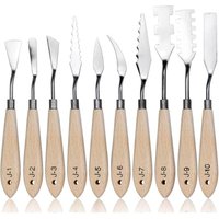10-teiliges Palettenmesser-Set aus Edelstahl, Malpalettenmesser-Set, Ölgemälde-Messer, Holzgriff 10-teiliges Palettenmesser-Set aus Edelstahl, Malpalettenmesser-Set, Ölgemälde-Messer, Holzgriff von AIPERQ