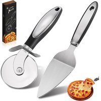 2-teiliges Pizzaschneider- und Pizzaschaufel-Set, Edelstahl mit rutschfestem Griff 2-teiliges Pizzaschneider- und Pizzaschaufel-Set, Edelstahl mit rutschfestem Griff von AIPERQ