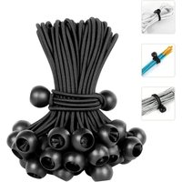 25 Stück schwarzes Bungee-Seil, Planen-Bungee-Seil, Ball-Bungee-Seil für Zelte, Planen, Poster, Camping, Gummi-Bungee-Seil 20 cm von AIPERQ