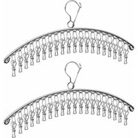 2er-Pack Sockentrockner aus Edelstahl mit 40 Clips – Kleiderbügel, Wäscheständer zum Aufhängen, kleiner Wäschetrockner – winddicht – für Socken, von AIPERQ