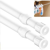 2er-Pack einziehbare Gardinenstangen, ohne Bohren, einziehbare Gardinenstangen für Türen und Fenster, Küche, Badezimmer, Schlafzimmer (40–70 cm, weiß) von AIPERQ