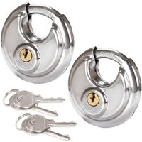Aiperq - 2er-Pack runde Sicherheitsvorhängeschlösser, 60 mm rundes Vorhängeschloss aus Edelstahl, rostbeständiges Scheibenschloss für Schuppen, von AIPERQ