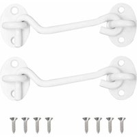 2er Set Sturmhaken (100 mm, weiß), Bolatus Edelstahl mit Öse, für Tür, Garage, Fenster, Kabine, Tor von AIPERQ