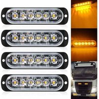 4er-Pack – Ultraflaches, bernsteinfarbenes Blitzlicht mit 6 LEDs – LED-Lichtleiste, Mini-Notlichtleiste, 18 Blinkmodi, 12–24 V, für von AIPERQ