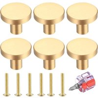 6 Stück Schubladenknöpfe, goldener Schrankknopf, runder Schrankknopf, Schubladenknauf aus goldenem Messing, Küchentürknauf zur Dekoration mit 6 Stück Schubladenknöpfe, goldener Schrankknopf, runder Schrankknopf, Schubladenknauf aus goldenem Messing, Küchentürknauf zur Dekoration mit von AIPERQ