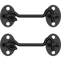 2er-Pack 10,2 cm Scheunentorriegel, schwarzer Haken und Öse mit Schrauben, rostfreier Metall-Haspe von AIPERQ