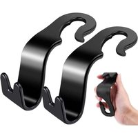 Aiperq - 2er-Pack Auto-Rücksitz-Kopfstützen-Haken, Auto-Aufbewahrungshaken, Handtaschen-Haken, Organizer (schwarz) von AIPERQ
