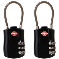2er-Pack TSA-Gepäckschloss, 3-stelliges Reiseschloss, Zahlenschloss, Codeschloss für Reisekoffer usw. (Schwarz) von AIPERQ
