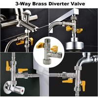 Aiperq - 3-Wege-Ventil, T-Anschluss, 3-Wege-WC-Wasserhahn, g 1/2 Handbrause, 3-Wege-Brause-Umstellventil, Messing-Duschventil mit 3 Aiperq - 3-Wege-Ventil, T-Anschluss, 3-Wege-WC-Wasserhahn, g 1/2 Handbrause, 3-Wege-Brause-Umstellventil, Messing-Duschventil mit 3 von AIPERQ