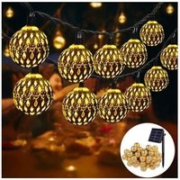 Marokkanische Solar-Lichterkette für draußen, 7 m, 50 LEDs, 8 Modi, wasserdichte Solar-Lichterkette für Garten, Terrasse, Hof, Haus, Weihnachten, von AIPERQ