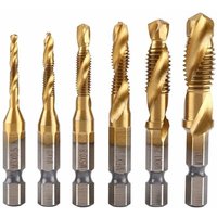 Aiperq - 6-teiliger Gewindebohrer, Gewindebohrer, HSS-Gewindebohrer mit metrischem M3-M10-Gewinde und titanbeschichteter Gewindebohrer mit Aiperq - 6-teiliger Gewindebohrer, Gewindebohrer, HSS-Gewindebohrer mit metrischem M3-M10-Gewinde und titanbeschichteter Gewindebohrer mit von AIPERQ