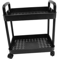 Doppelschichtiger Trolley-Halter, mobiler Trolley-Organizer, mobiler Wagen, Aufbewahrungswagen, Korb auf Rädern, Schwarz von AIPERQ