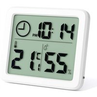 Aiperq - Mini-Digital-Innenthermometer, professionelles tragbares Hygrometer mit großem Bildschirm und Uhr, genaues weißes Thermometer, Hygrometer Aiperq - Mini-Digital-Innenthermometer, professionelles tragbares Hygrometer mit großem Bildschirm und Uhr, genaues weißes Thermometer, Hygrometer von AIPERQ