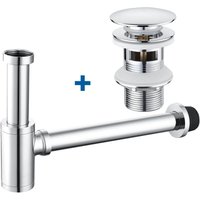 Siphon + pop up Ablaufgarnitur Set mit Überlauf Stöpsel Abfluss Ventil Waschbecken Waschtisch Ablauf - Aiperq von AIPERQ