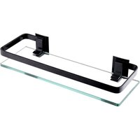 Badezimmer-Wandregal aus klarem Glas, Badezimmerregal, Badezimmer-Dusch-Organizer (1, Schwarz) von AIPERQ