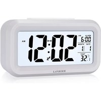 Batteriebetriebener digitaler Wecker – großes, helles Display – Datum, Kalender, Temperatur, 12/24-Stunden-Anzeige – Schlummerfunktion – Digitaluhr von AIPERQ