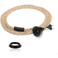 DIY Pendelleuchte mit Hanfseil, Textilkabel, E27 Hängelampe mit Schalter und Stecker, 4,5m Retro Lampe, Seilkabel, Lampe für Esstisch, Wohnzimmer, von AIPERQ