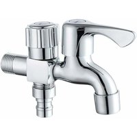 Doppelkopf-Waschmaschinen-Wasserhahn, Badezimmer-Waschmaschinen-Wasserhahn für Waschmaschine, Geschirrspüler, Absperrventil, Wasserhahn mit zwei von AIPERQ