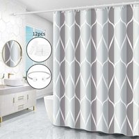 Duschvorhang, waschbar, antibakteriell, schimmelhemmend, wasserdicht, Polyester mit 12 Ringen (Grau, B 80 x H 200 cm) von AIPERQ