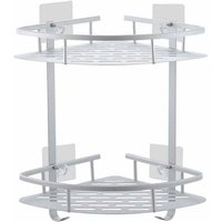 Eckregale fürs Badezimmer, ohne Bohren, rostfreies Aluminium-Klebe-Duschregal mit Aufhängehaken (2 Ebenen) von AIPERQ