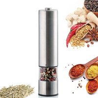 Elektrische Pfeffermühle mit LED-Licht, Salz- und Pfefferstreuer, einstellbare Grobheit, Pfeffermühle, Edelstahl-Finish, elektrische Pfeffermühle für von AIPERQ