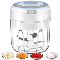 Elektrischer Zerkleinerer, Knoblauch, Zwiebelschneider, Obst, Fleisch, Multizerkleinerer mit USB-Aufladung, 250 ml, Weiß Elektrischer Zerkleinerer, Knoblauch, Zwiebelschneider, Obst, Fleisch, Multizerkleinerer mit USB-Aufladung, 250 ml, Weiß von AIPERQ
