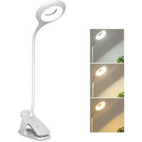 Flexible wiederaufladbare LED-Schreibtischlampe mit Klemmfunktion, 3 Farben und 3 Helligkeiten, dimmbare Nachttischlampe mit Touch-Steuerung, von AIPERQ