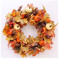 Herbstlicher Ahornblatt-Kürbis-Halloween-Kranz, künstliche Herbstblätter, Ahornblatt-Girlanden, 60 cm, Beeren-Kürbis, hängende Wanddekoration, Herbstlicher Ahornblatt-Kürbis-Halloween-Kranz, künstliche Herbstblätter, Ahornblatt-Girlanden, 60 cm, Beeren-Kürbis, hängende Wanddekoration, von AIPERQ