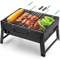 Holzkohlegrill, tragbarer Grill, kleiner, faltbarer Haushaltstisch-Holzkohlegrill mit 2 Grillklammern, Edelstahl, für den Außenbereich, von AIPERQ