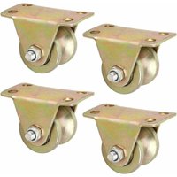 Industrielles Rillenrad, Richtungsrad, starres Stahlrad, Lenkrolle, U-Rillenräder für Schiebetore, Drahtseilschienen, Rückwärtsschienen, 4er-Pack (2 Industrielles Rillenrad, Richtungsrad, starres Stahlrad, Lenkrolle, U-Rillenräder für Schiebetore, Drahtseilschienen, Rückwärtsschienen, 4er-Pack (2 von AIPERQ