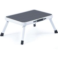 Klapphocker 1 Stufe, Hocker mit rutschfester Gummiauflage, Küchenhocker aus Leichtstahl, bis 150 kg belastbar 1 Stück von AIPERQ