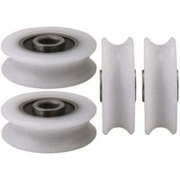 LARGEIGHT 4 Stück 4 x 20 x 6,5 x 7,4 mm, weißer Innendurchmesser, 4 mm, U-Nut, Nylon-Riemenscheibe für Schiebetür, LARGEIGHT von AIPERQ