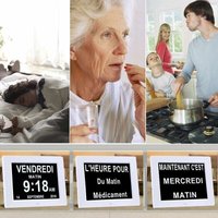 LCD-Elektronikuhr, klare und große Zeichenanzeige, automatisches Dimmen, Uhr zur Konvertierung in acht Sprachen (weiß) - Aiperq von AIPERQ