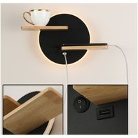 LED Wandleuchte Innen mit USB-Anschluss Moderne Wandlampe mit Schalter Leselampe Nachttischlampe Beleuchtung Nachtlicht, 301912cm Schwarz von AIPERQ