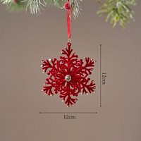 Lot de 2 décorations de sapin de Noël en forme de cerf et de papillon, ornements de sapin de Noël rouges floqués et décorations de vitrine (flocons von AIPERQ