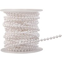 Mm Kunstperlengirlande, kleine Größe, für Dekoration, Tischdekoration, Hochzeit, Party, Weihnachtsbaum (25 m, weiß) von AIPERQ