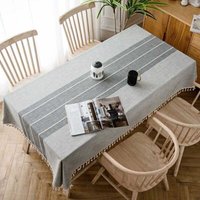 Moderne Tischdecke aus Leinen und Baumwolle, rechteckige Tischdecken für rechteckige Tische, Dekoration für Zuhause und Küche (120 x 180 cm, grau) von AIPERQ