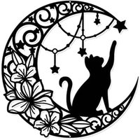Mond- und Katzen-Wanddekoration aus Metall, schwarze Wanddekoration, Silhouette, Wandkunst für Zuhause, Schlafzimmer, Wohnzimmer, Badezimmer, Küche, Mond- und Katzen-Wanddekoration aus Metall, schwarze Wanddekoration, Silhouette, Wandkunst für Zuhause, Schlafzimmer, Wohnzimmer, Badezimmer, Küche, von AIPERQ
