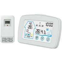 Multifunktionale Wetterstation Innen und Außen Thermohygrometer Kabellose Wetteruhr Elektronische Uhr Lieferung ohne Batterie, Weiß von AIPERQ