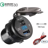 Qc 3.0 Auto-USB-Steckdose 12 V/24 v, Quick Charge 3.0 Autoladegerät Eingebaute Steckdose Wasserdichter Zigarettenanzünder-Adapter mit LED-Voltmeter von AIPERQ