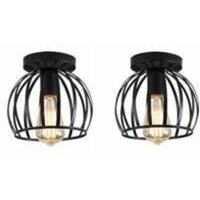 Retro Eisen Deckenleuchte E27 2er-Pack Industriebeleuchtung Metall Deckenlampe für Schlafzimmer Wohnzimmer - Schwarz Retro Eisen Deckenleuchte E27 2er-Pack Industriebeleuchtung Metall Deckenlampe für Schlafzimmer Wohnzimmer - Schwarz von AIPERQ
