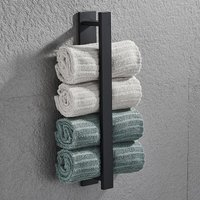 Selbstklebender Einzelhandtuchhalter 40cm Bad und Küche Edelstahl ohne Bohren schwarzer Aufhänger ohne Handtuch von AIPERQ
