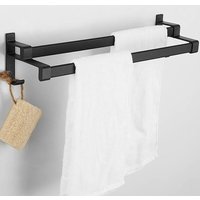 Selbstklebender Handtuchhalter, mattschwarzer Handtuchhalter, Handtuchhalter mit zwei Handtuchstangen und Haken, nicht perforierter Handtuchhalter Selbstklebender Handtuchhalter, mattschwarzer Handtuchhalter, Handtuchhalter mit zwei Handtuchstangen und Haken, nicht perforierter Handtuchhalter von AIPERQ
