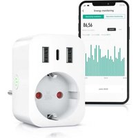 Smarter WLAN-Stecker mit USB – Smart Life – Stromzähler – USB-Ladegerät – WLAN-Fernbedienung über Smart Life App – Alexa Google Home Sprachsteuerung von AIPERQ